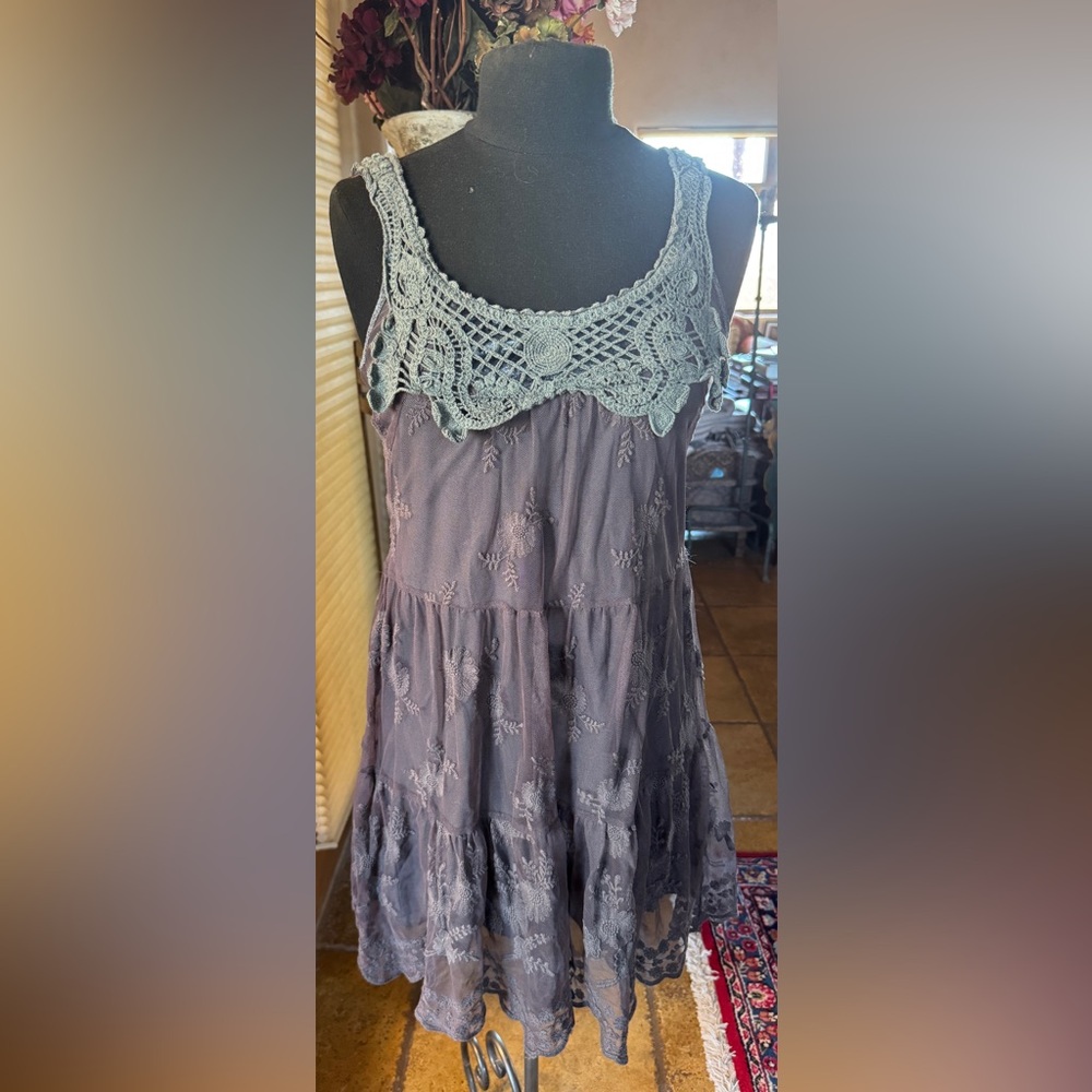 Lace and velvet  Trim Purple sundress